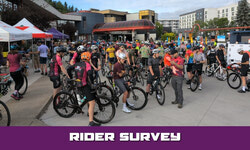 Group of cyclists gathering for the start of a ride